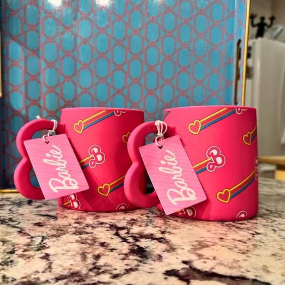 2 Barbie Pink Rainbow Heart Mug by Mattel - 21 oz High-Quality Collectible - Picture 3 of 3